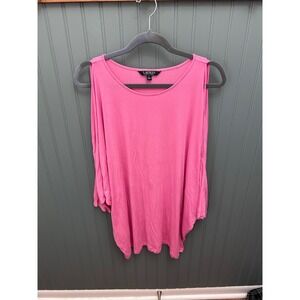 Lauren Ralph Lauren Womens 2X Pink Cold Shoulder Dolman Top Scoop Neck Jersey